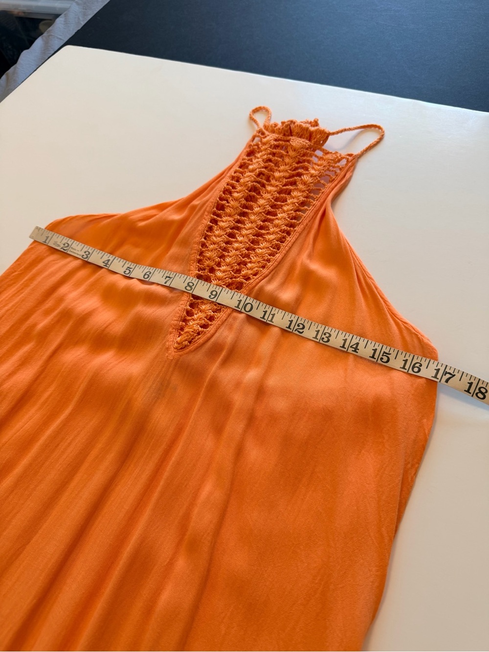 Acacia swimwear floorlength semi-sheer halter dress with crochet detail, size S - Picture 3 of 11